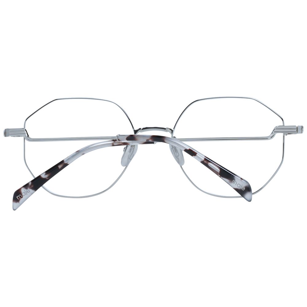 Maje Silver Women Glasses Frame, metal full-rim style with demo plastic lenses, size 52-17-140, includes branded case for women.