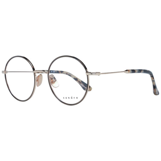 Sandro Black Women Glasses Frame in stainless steel with full-rim panto style, includes branded case, frame size 135mm, no protection.