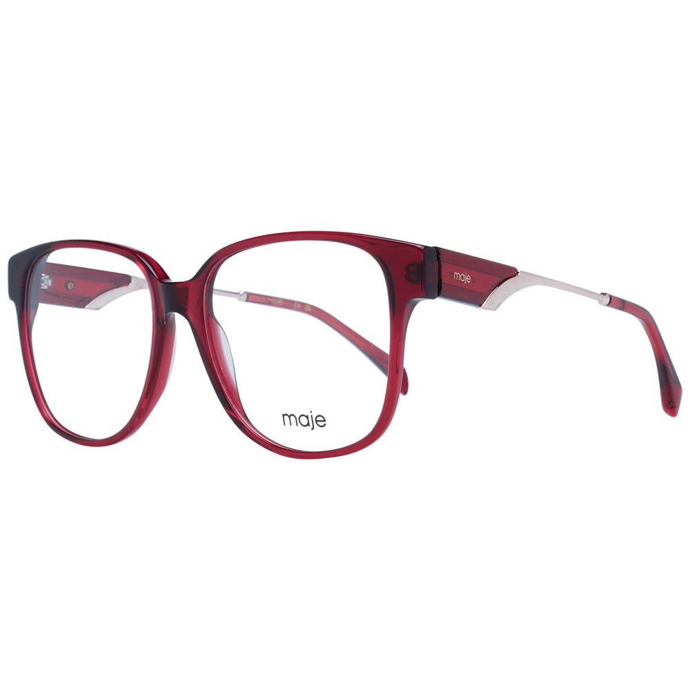 Maje Red Women Glasses Frame, acetate full-rim square style with demo plastic lenses, size 54-16-140, includes branded case.