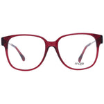 Maje Red Women Glasses Frame in square full-rim style, acetate material, with 54-16-140 size and demo plastic lenses. Includes branded case.