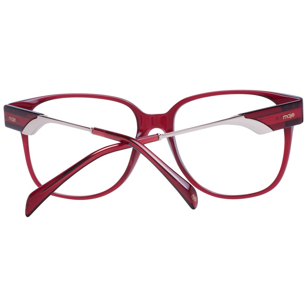 Maje Red Women Glasses Frame in acetate, full-rim square style with demo lenses, size 54-16-140, includes branded case.
