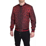Dolce & Gabbana Red Leopard Bomber Short Coat Jacket