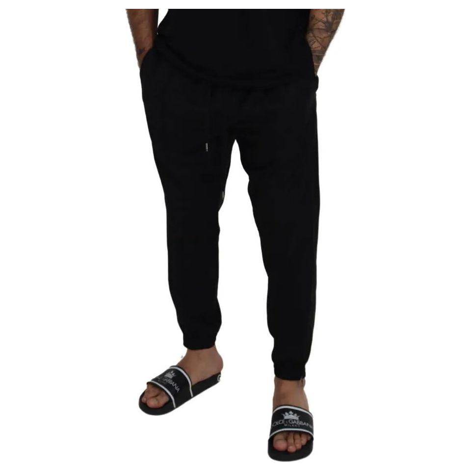 Dolce & Gabbana Black Jogger Jogging Wool Pants