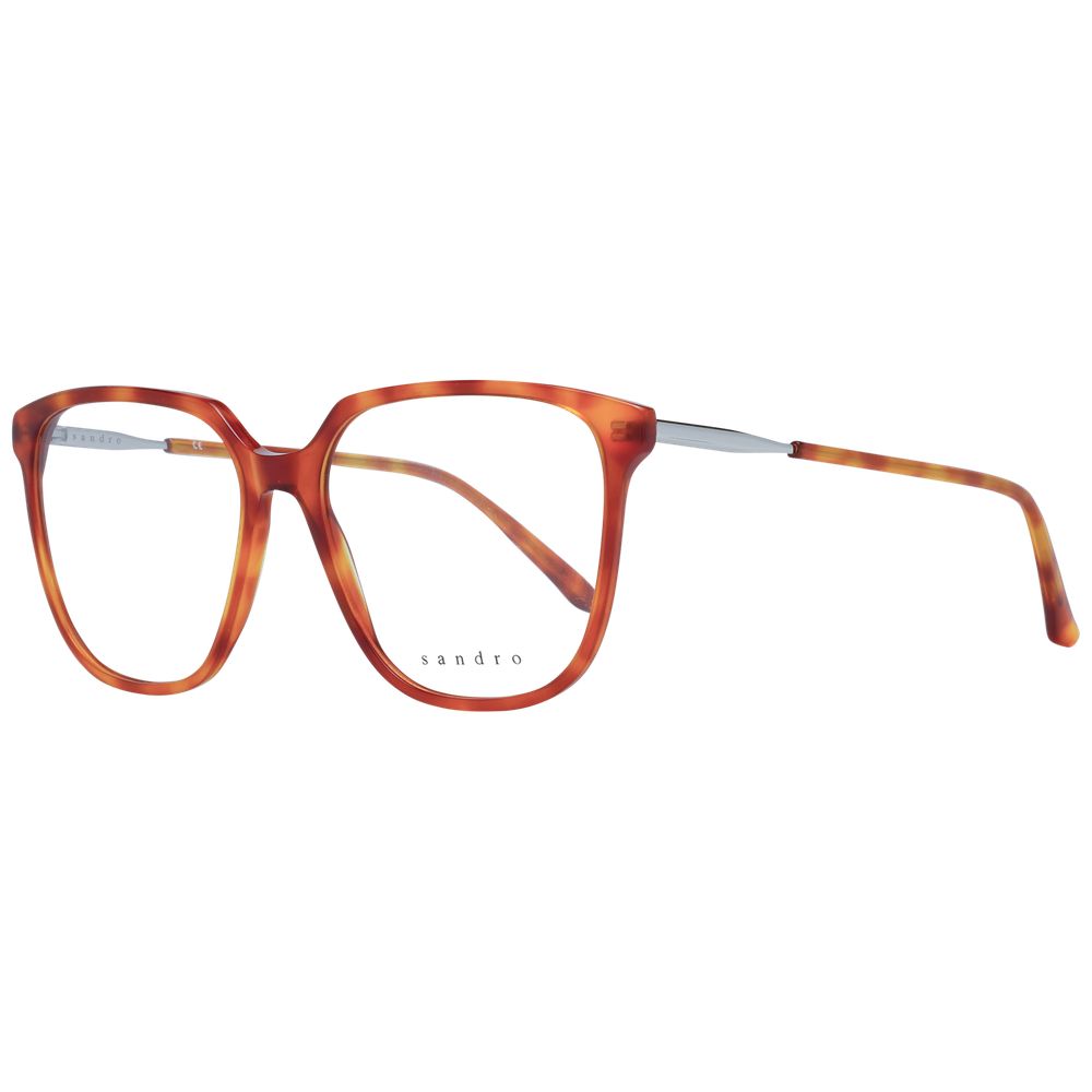 Sandro Brown Women Glasses Frame full-rim acetate design with square style and demo lenses for women, includes branded case.