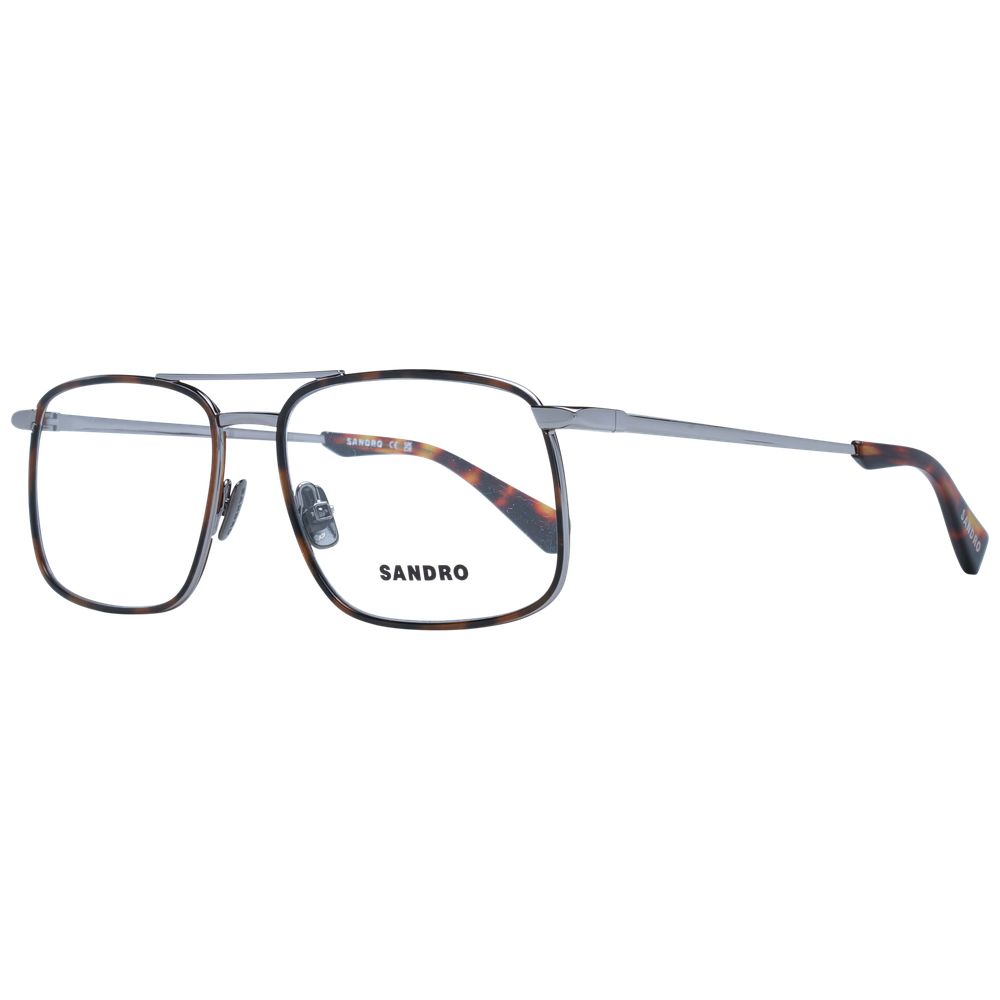 Sandro Gray Men Glasses Frame, full-rim metal aviator style, grey lenses