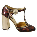 Dolce & Gabbana Gold Leopard T-strap Pumps Sandals Shoes LA7775-41