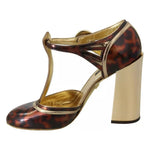 Dolce & Gabbana Gold Leopard T-strap Pumps Sandals Shoes LA7775-41