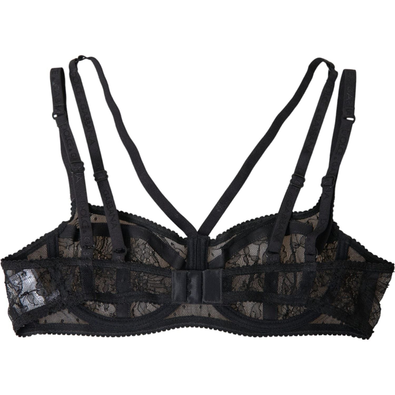 Dolce & Gabbana Black Floral Lace Nylon Balconcino Bra Underwear