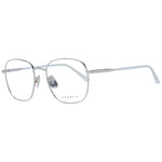 Sandro Silver Women Glasses Frame in stainless steel, square full-rim design with demo plastic lenses. Includes branded case.