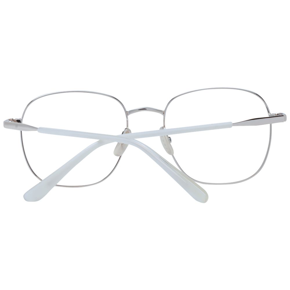 Sandro Silver Women Glasses Frame in stainless steel, full-rim square style with demo lenses, size 52-18-140, includes branded case.