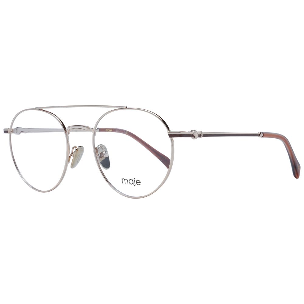Maje Gold Women Glasses Frame in metal with full-rim aviator style and demo lenses, includes branded case