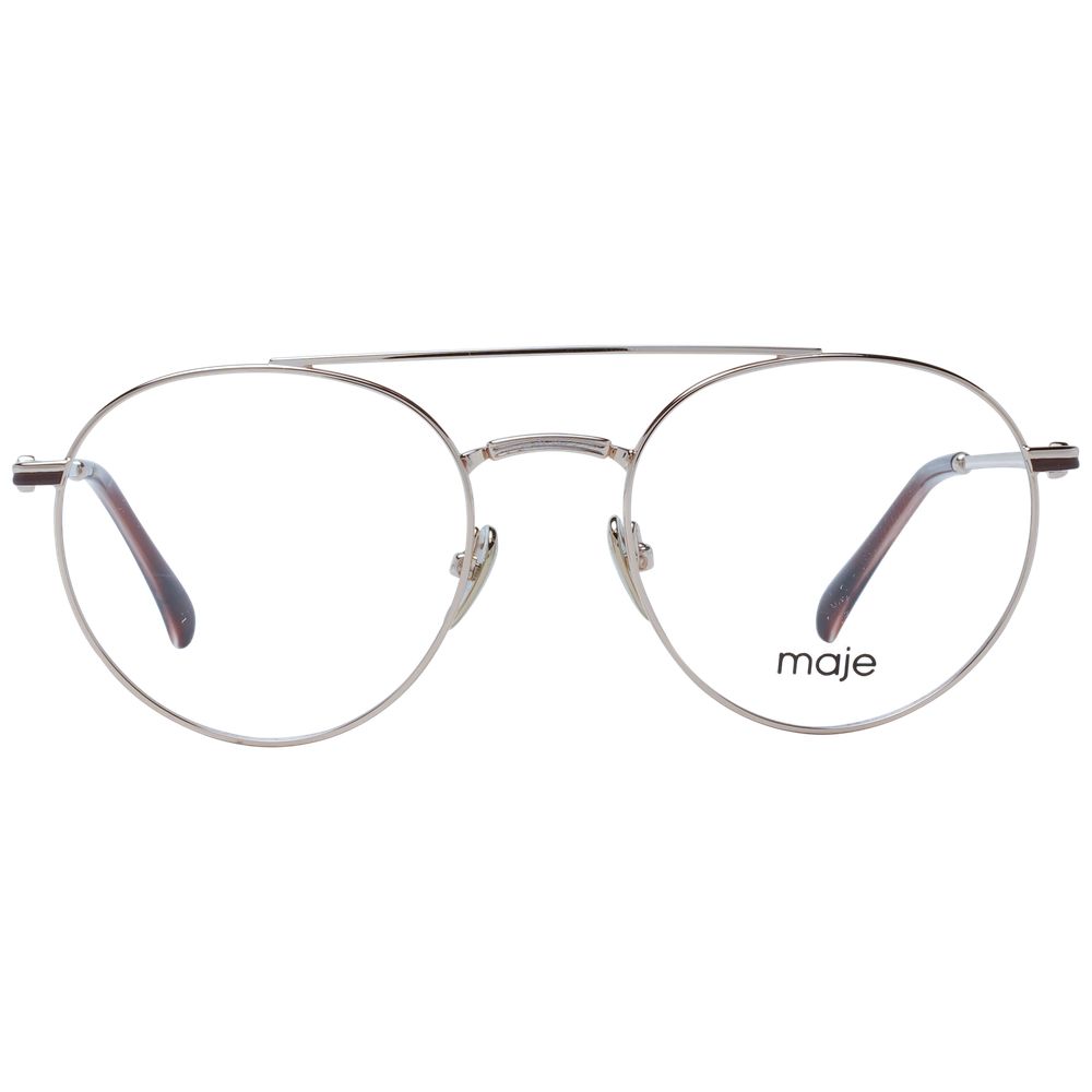 Maje Gold Women Glasses Frame in gold metal with full-rim aviator style, demo plastic lenses, includes branded case.