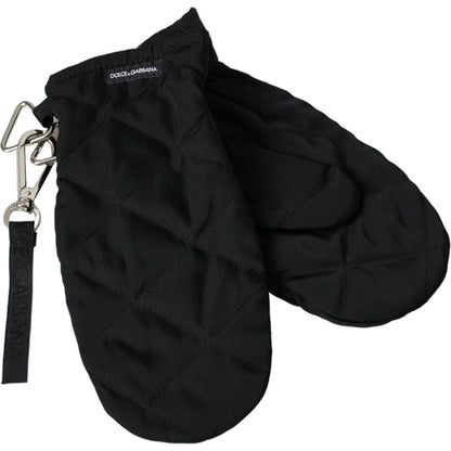 Dolce & Gabbana Black Quilted Nylon Wrist Length Mitten Gloves