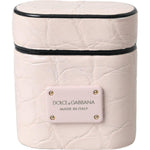 Dolce & Gabbana Light Pink Leather Metal Logo Plaque Airpods Case Dolce & Gabbana Light Gray