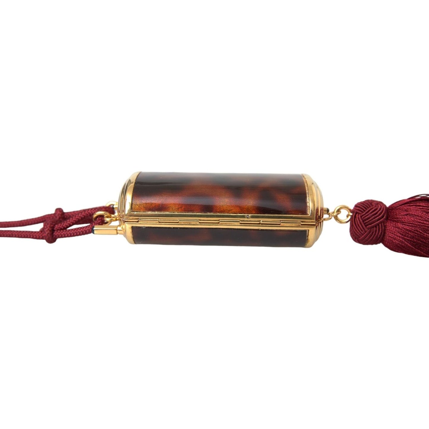 Dolce & Gabbana Brown Leopard Mini Mirror Tassel Make Up Holder Bag SMY10313
