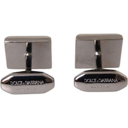 Dolce & Gabbana Silver Plated Brass Pin Crystal Cufflinks Cufflinks