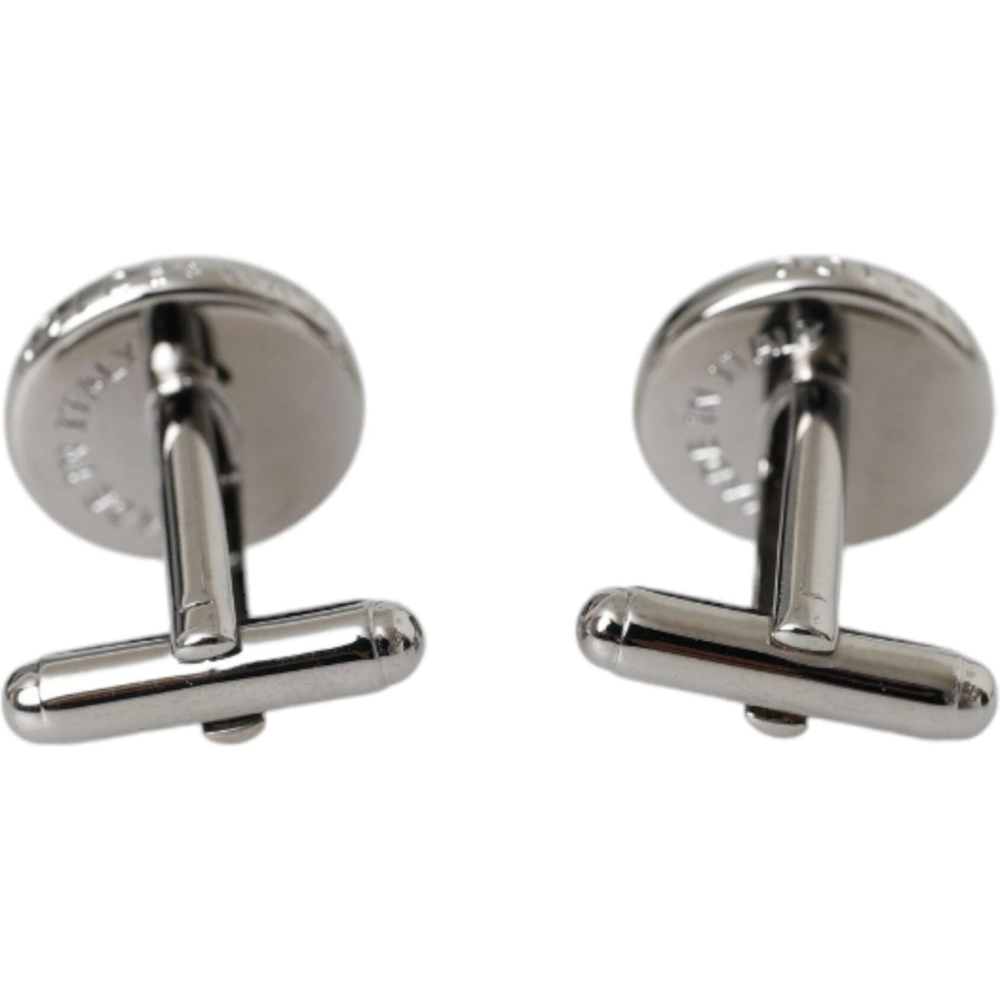Dolce & Gabbana Silver Plated Brass Round Pin Men Cufflinks Cufflinks