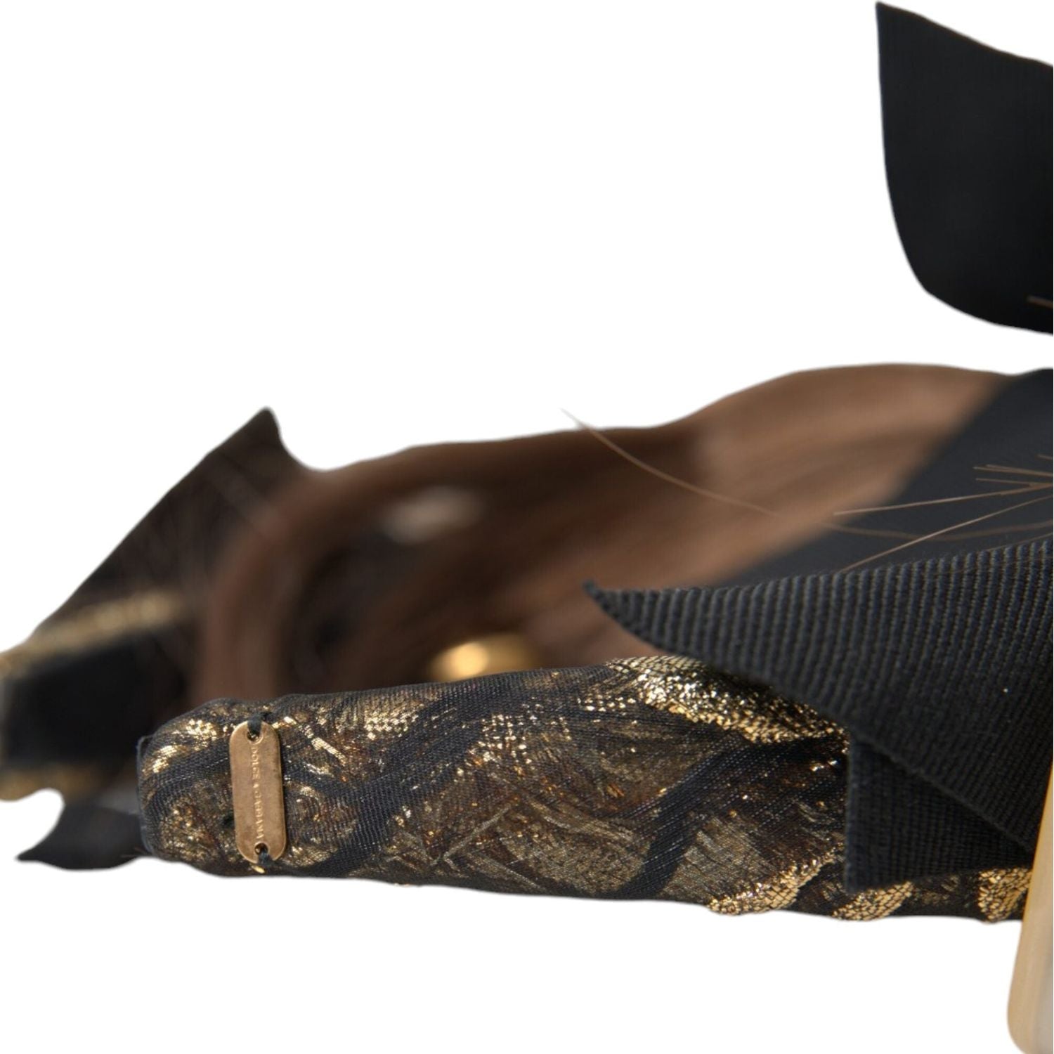 Dolce & Gabbana Black Crystal Button Brown Hair Women Headband Diadem