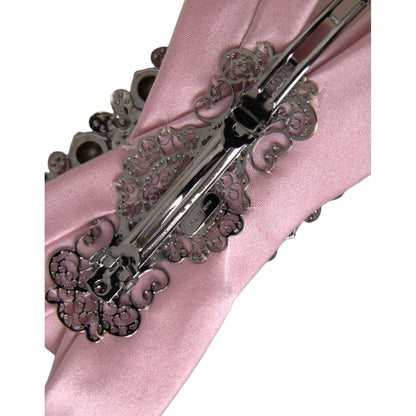 Dolce & Gabbana Pink Satin Crystal Jewelry Brooch Hair Pin