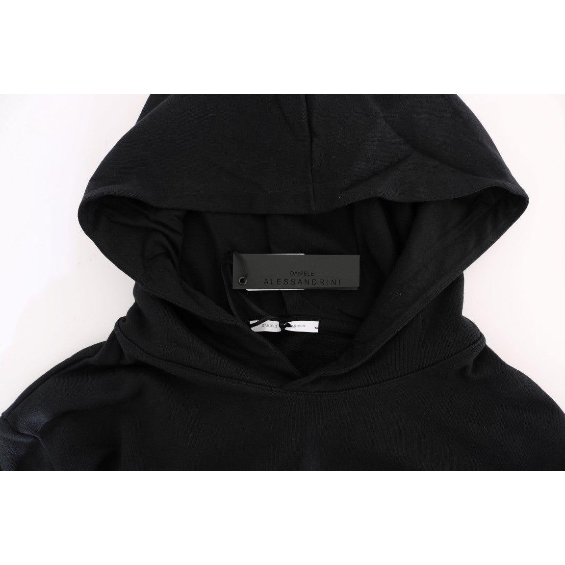 Daniele Alessandrini Black Gym Casual Hooded Cotton Sweater
