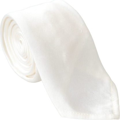 Dolce & Gabbana White Silk Blend Adjustable Tie Men
