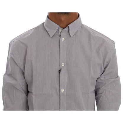 Frankie Morello White Blue Check Casual Cotton Regular Fit Shirt
