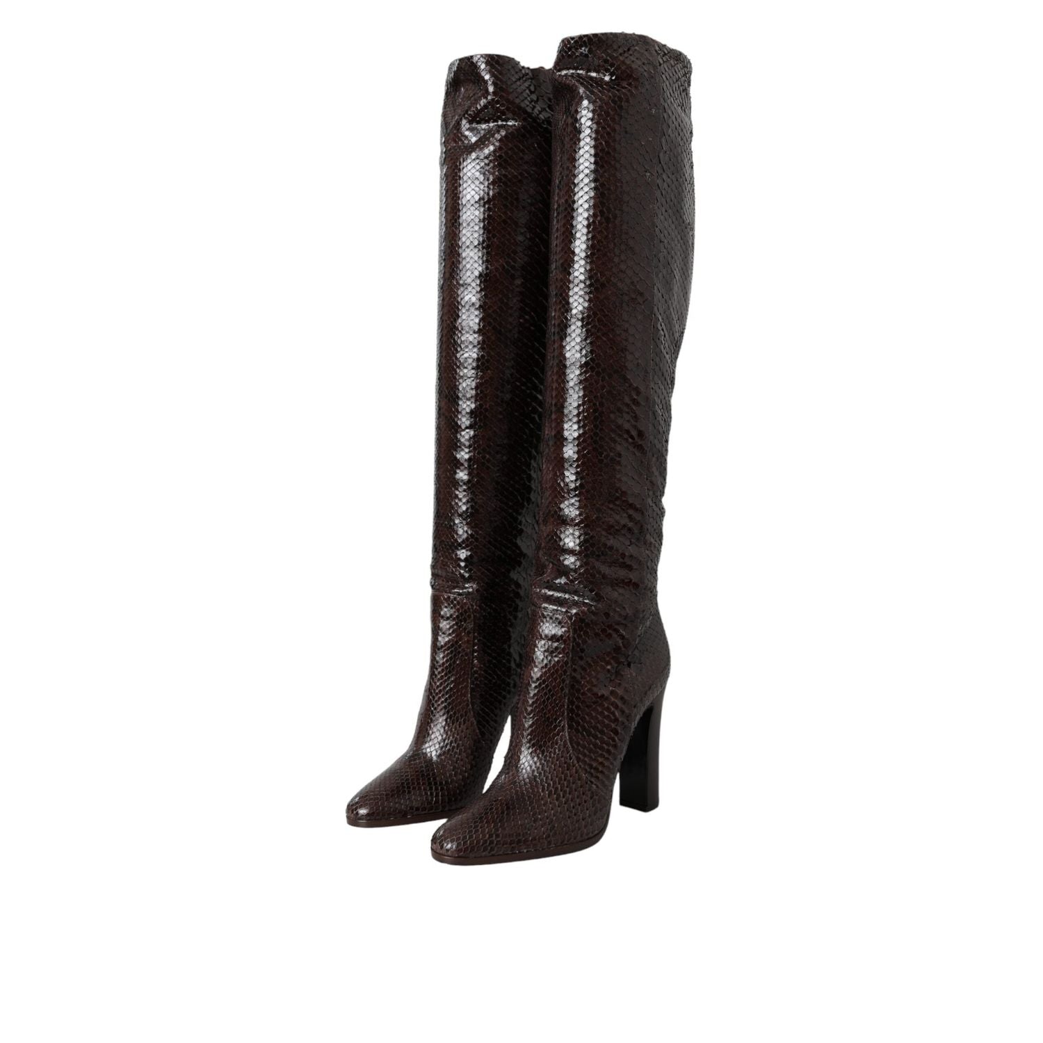 Dolce & Gabbana Brown Exotic Leather Heels High Boots Shoes