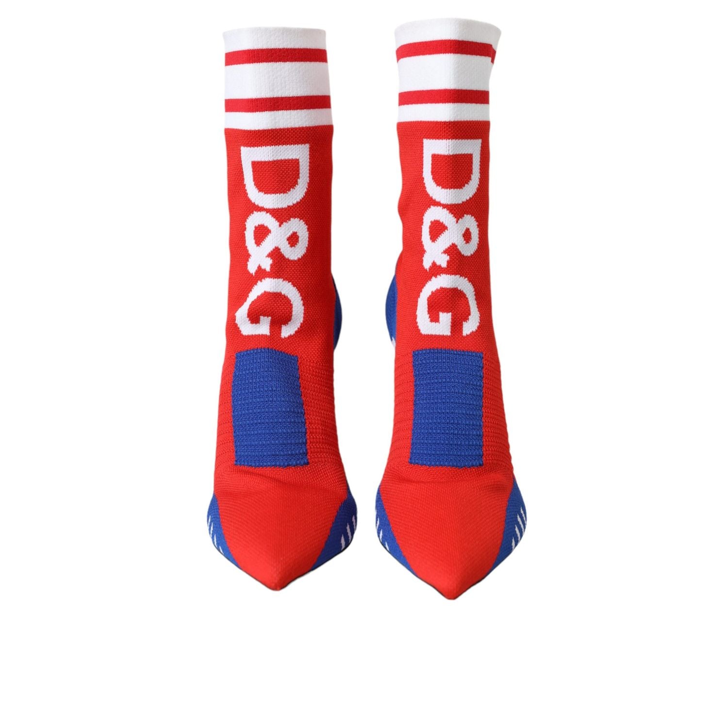 Dolce & Gabbana Red Blue Stretch Sock Style Ankle Boots Logo Shoes