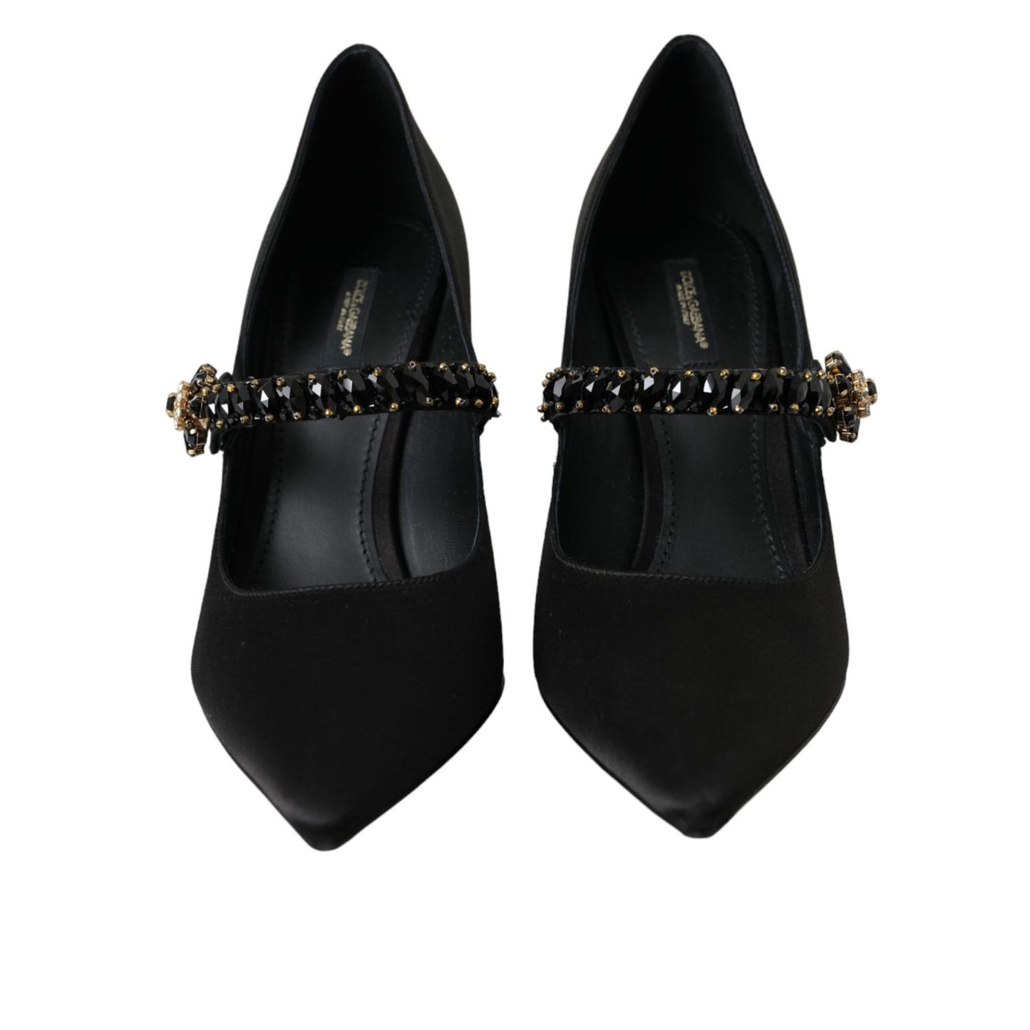 Dolce & Gabbana Black Mary Jane Crystal Heels Pumps Shoes