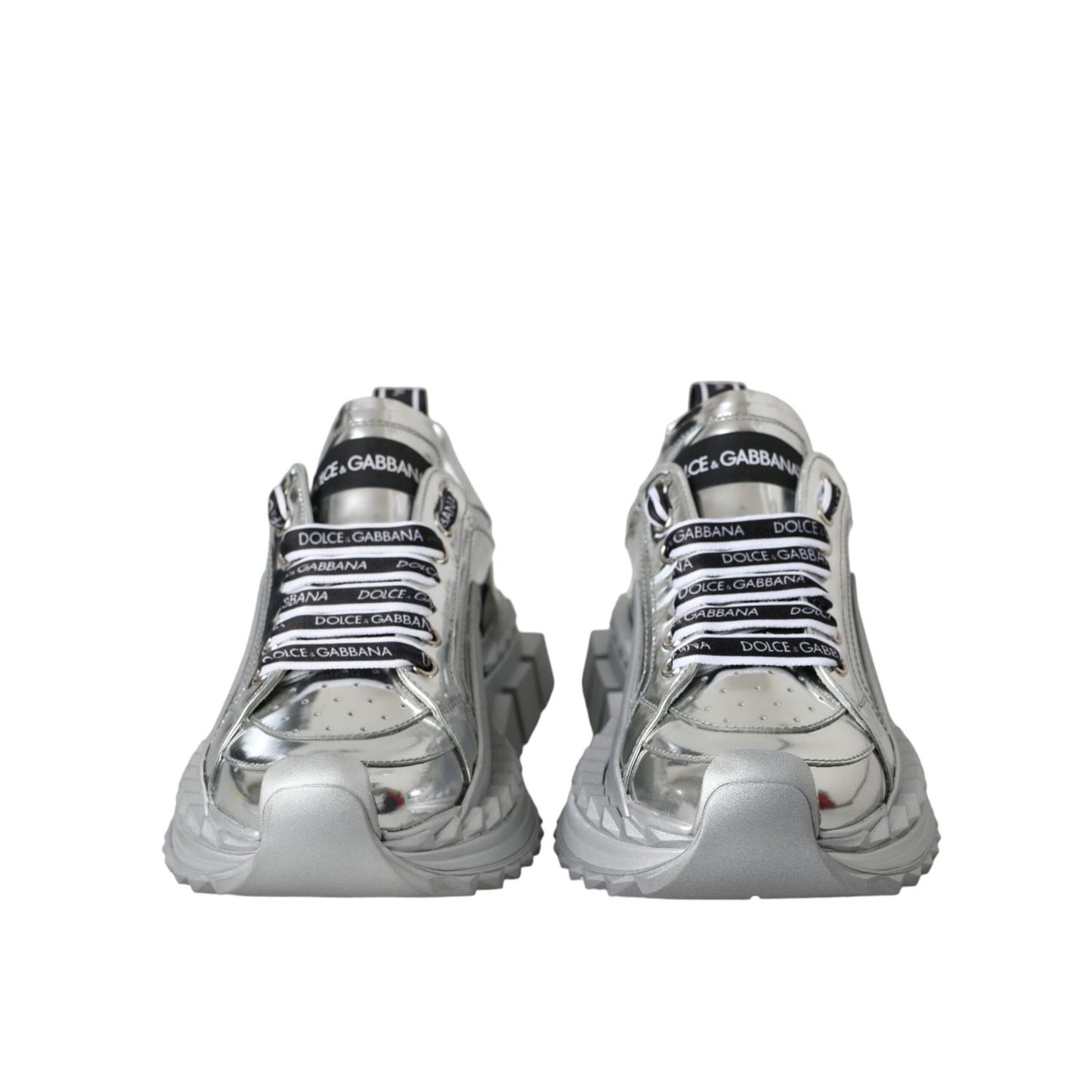 Dolce & Gabbana Silver Leather Super Queen Sneakers Shoes