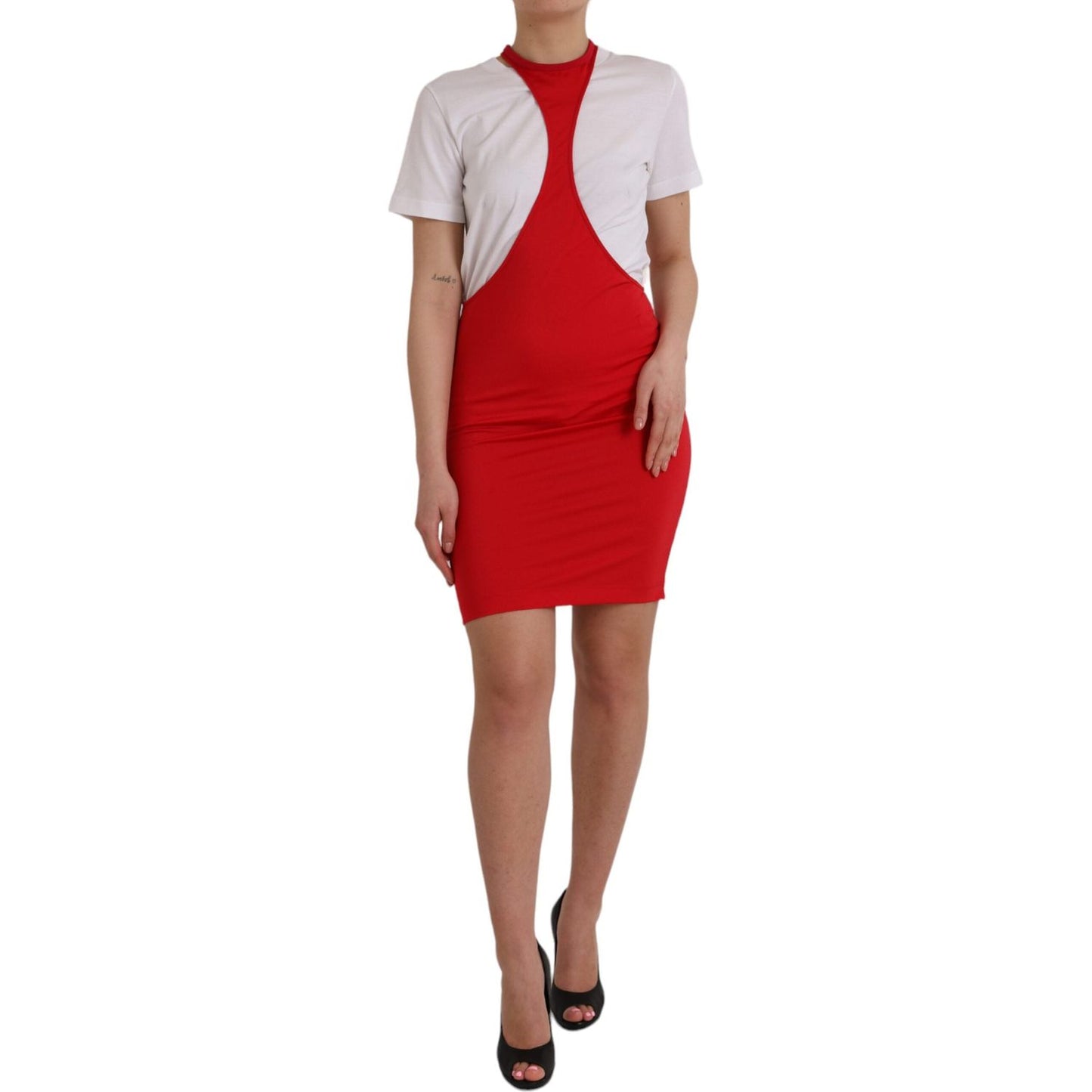 Dolce & Gabbana Red Nylon Stretch Bodycon Sheath Mini Dress