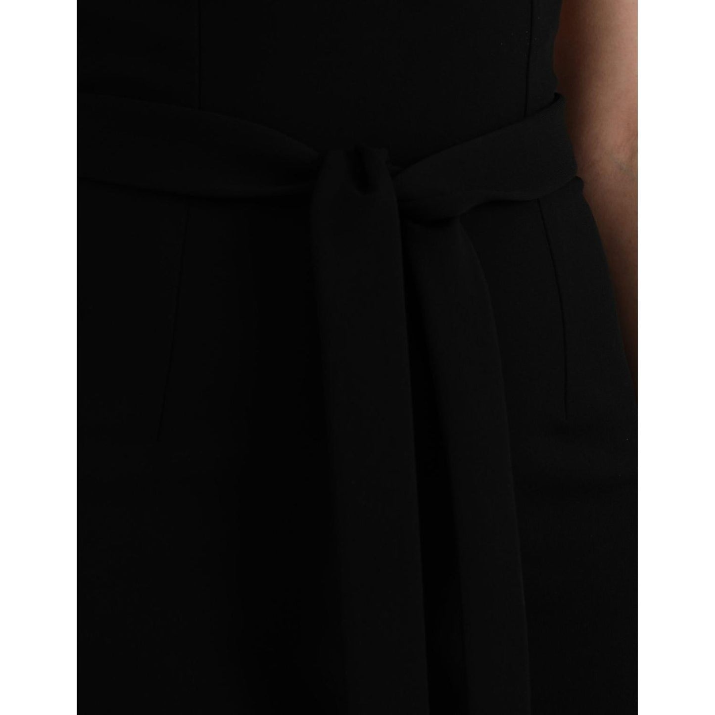 Dolce & Gabbana Black Sheath Halter Sleeveless Midi Dress