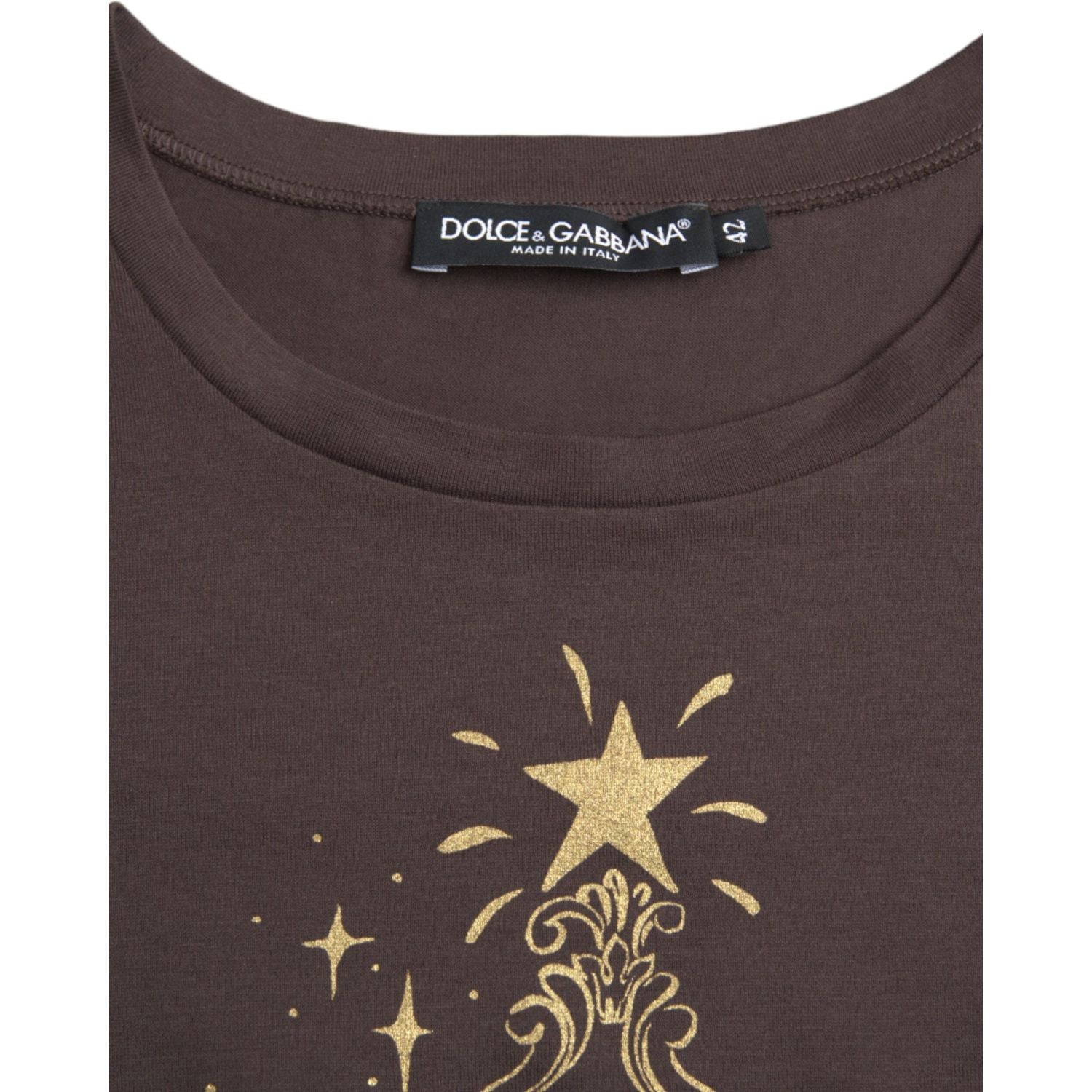 Dolce & Gabbana Brown Crewneck 2017 Motive Print T-shirt