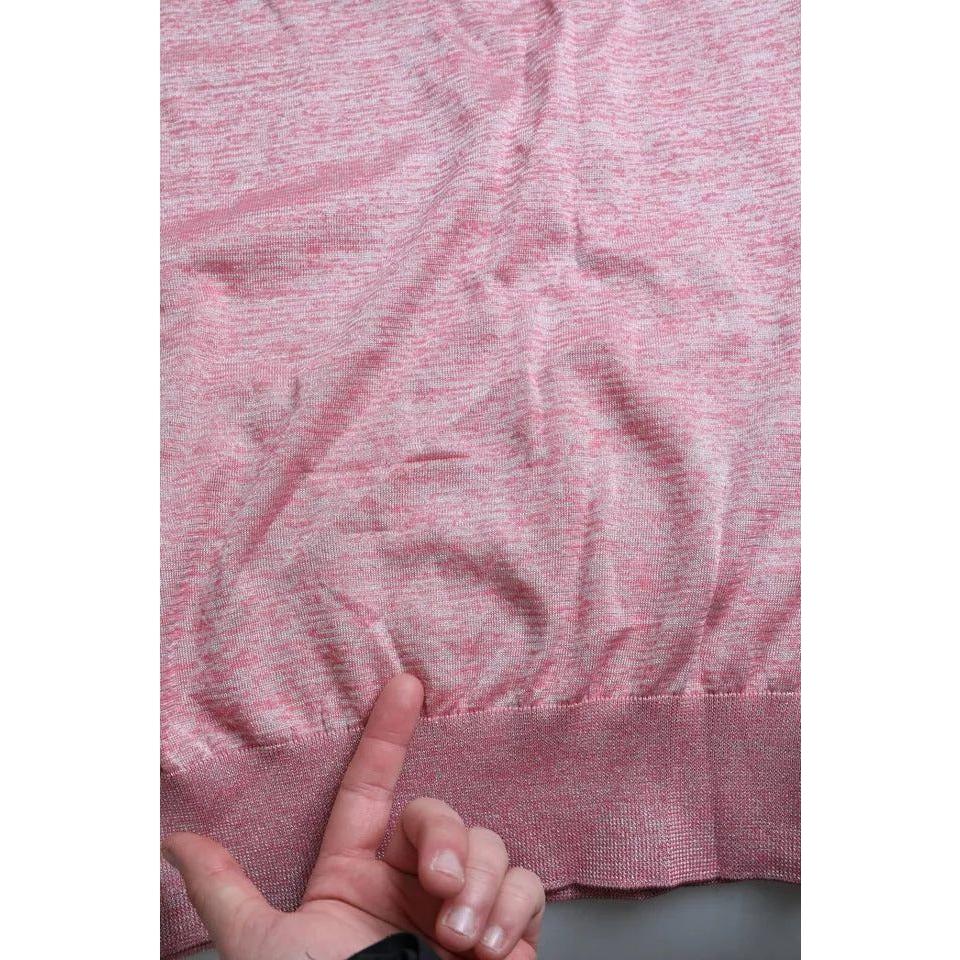 Dolce & Gabbana Pink Polyester Collared Men Pullover Sweater