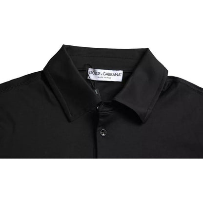 Dolce & Gabbana Black Logo Cotton Collared Polo Top T-shirt