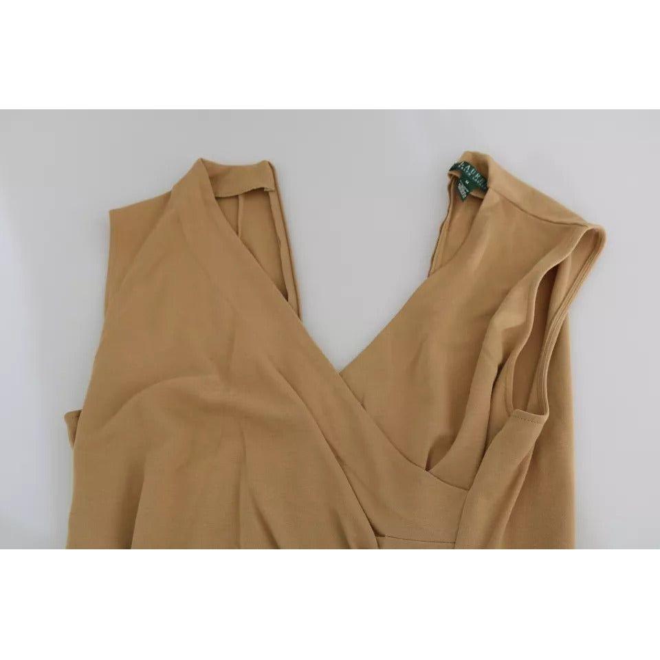 Ralph Lauren Brown V-neck Shift Knee Length Viscose Dress