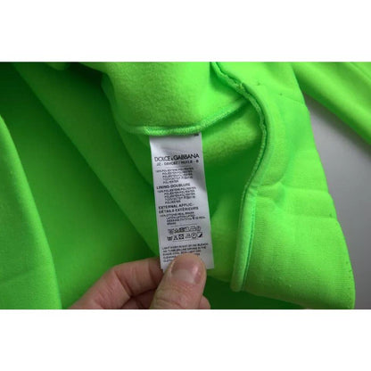 Dolce & Gabbana Neon Green Logo Pullover Hooded Sweatshirt Sweater