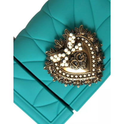 Dolce & Gabbana Turquoise Silicone Devotion Heart Cover Hand Bag Airpods Case