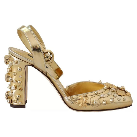 Dolce & Gabbana Gold Studs Vally Slingback Sandals Shoes LA8939-36