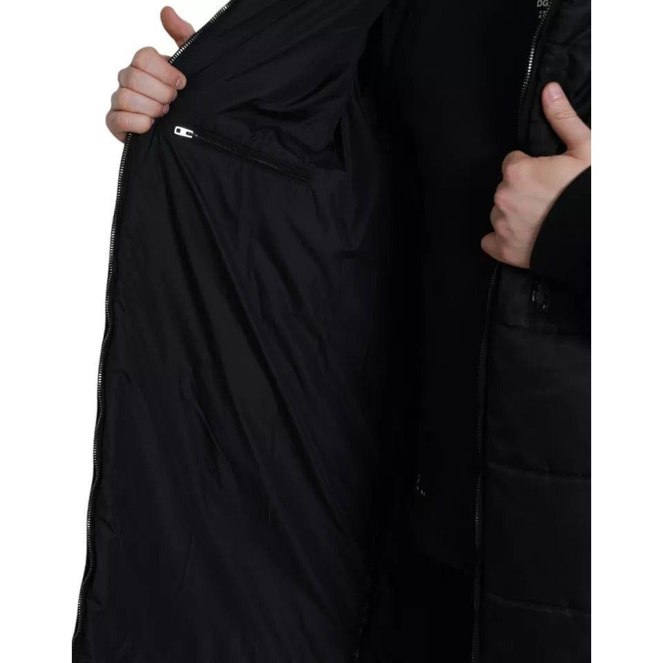 Dolce & Gabbana Black Nylon Hooded Parka Coat Winter Jacket
