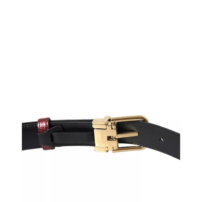Dolce & Gabbana Maroon Leather Gold Metal Buckle Men Belt