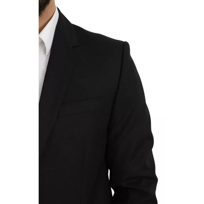 Dolce & Gabbana Black Wool Slim Fit Notch Jacket Blazer