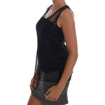 Dolce & Gabbana Black Silk Mesh Floral Lace Top TSH1412-1