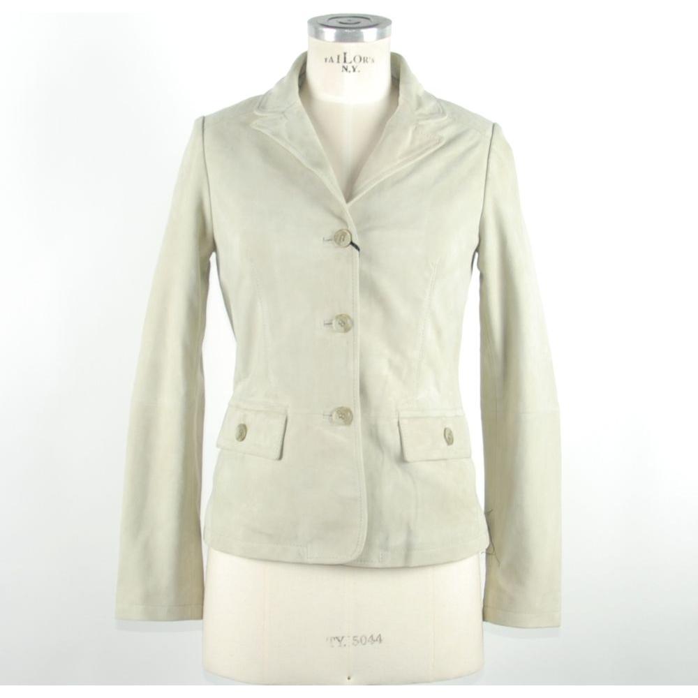 Emilio Romanelli White Leather Women Jacket