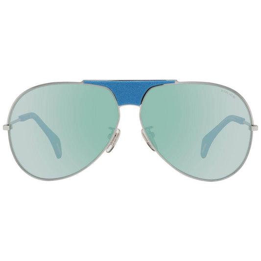Police Blue Women Aviator Sunglasses with mirrored lenses, plastic frame, and 100% UVA & UVB protection. Comes with branded case.