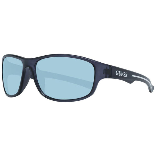 Guess gray women's sunglasses with blue gradient lenses, full-rim plastic frame, providing 100% UVA & UVB protection.