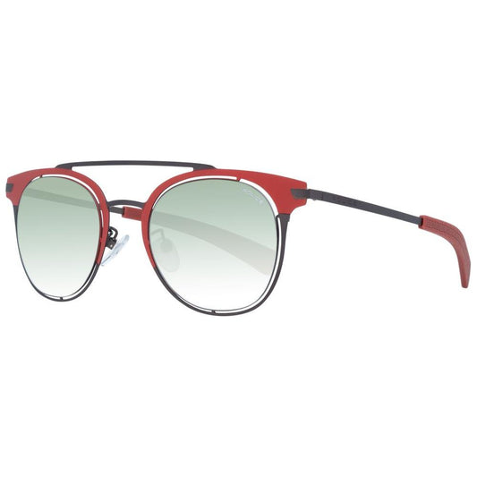 Police multicolor men sunglasses with mirrored gradient grey lenses, round full-rim metal and plastic frame; includes branded case.