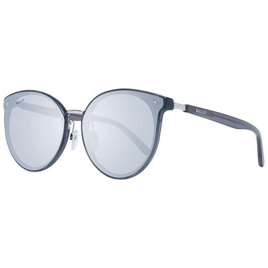 Bally gray women sunglasses with round mirrored lenses, metal and plastic frame, 100% UVA & UVB protection, full-rim style, size 65-17-145