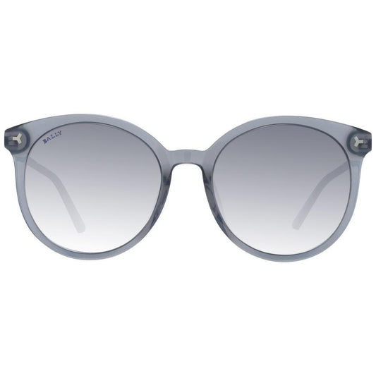 Bally gray round women's sunglasses with gradient lenses, plastic frame, and full-rim design offering 100% UVA & UVB protection.