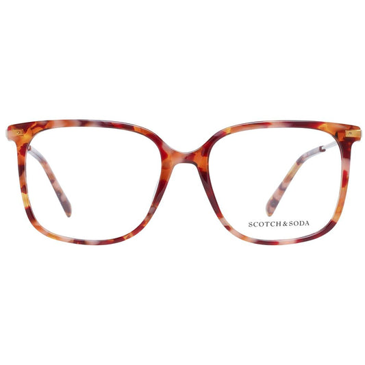 Scotch & Soda Orange Women Glasses Frame, square full-rim acetate eyewear, demo lenses, includes branded case.